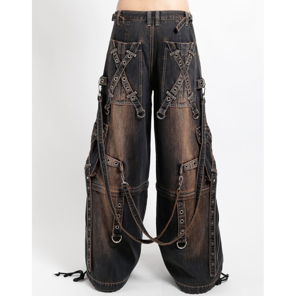 Tripp NYC Tripp NYC - XStrap Dirty Wash Blue Denim Wide leg trousers -